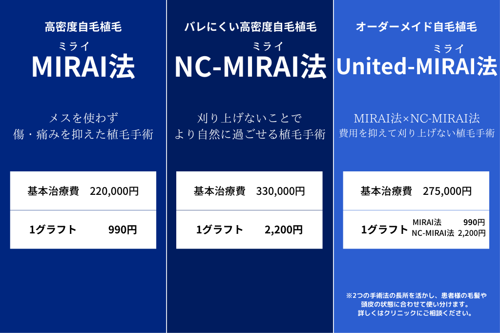 術式ごとの費用